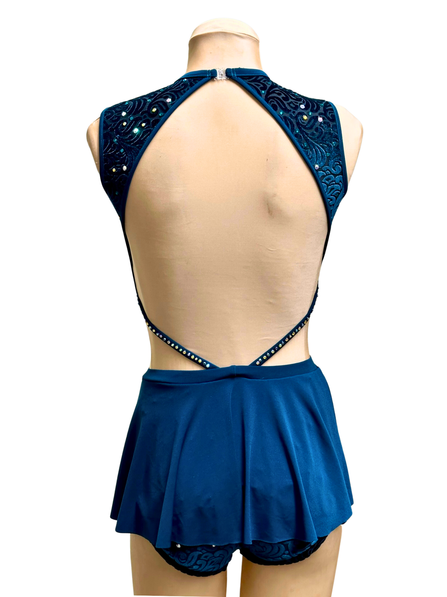 Paisley Velvet 2-Piece Dance Costume - Teal