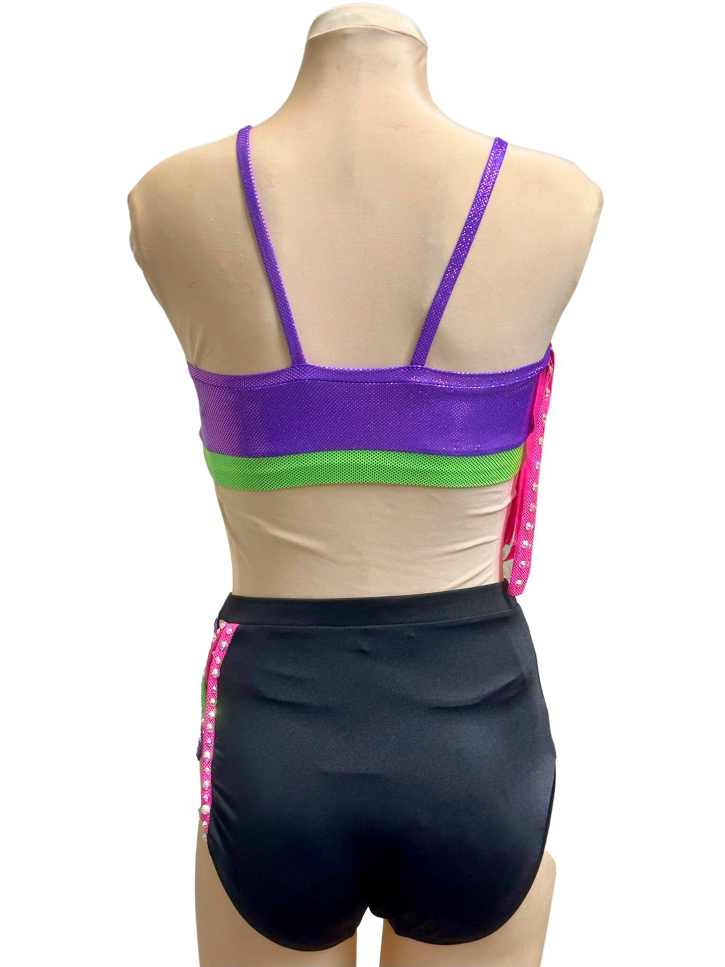 Shimmy & Shake Fringe Crop Top & Brief Set - Purple