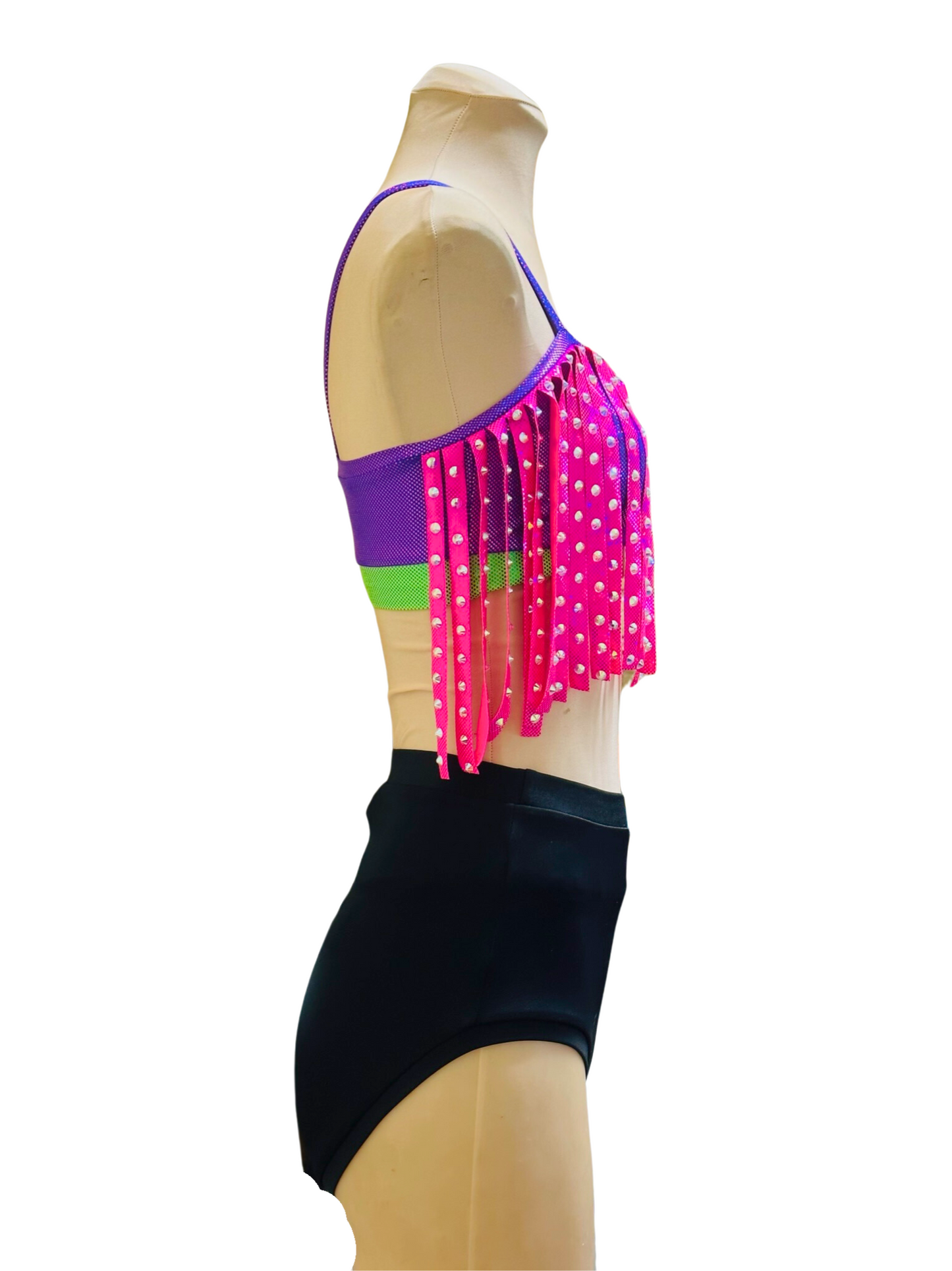 Shimmy & Shake Fringe Crop Top & Brief Set - Purple