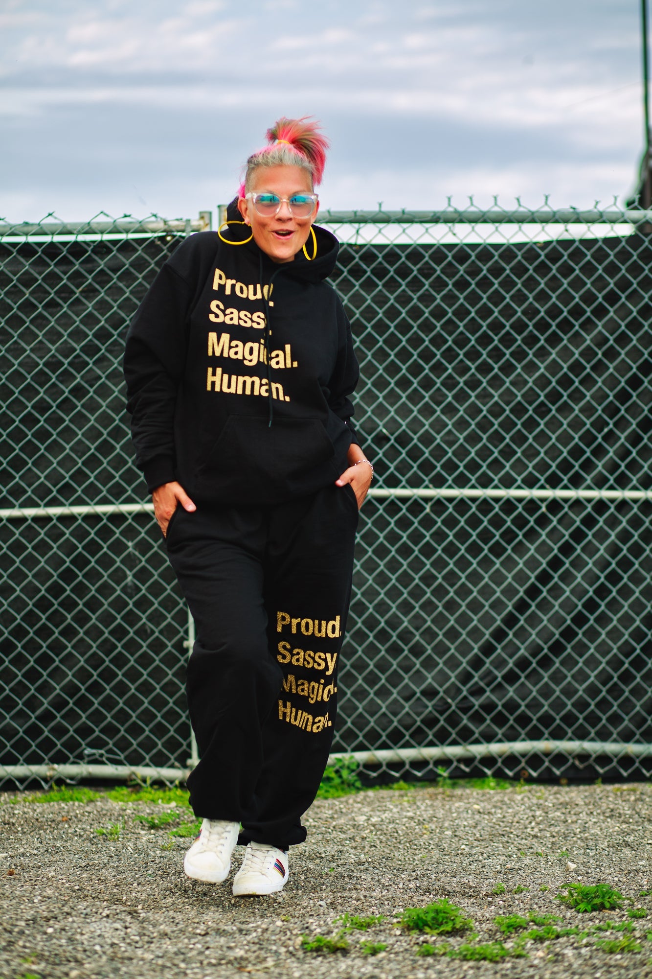 Proud Sassy Magical Human Track Pant - Gold
