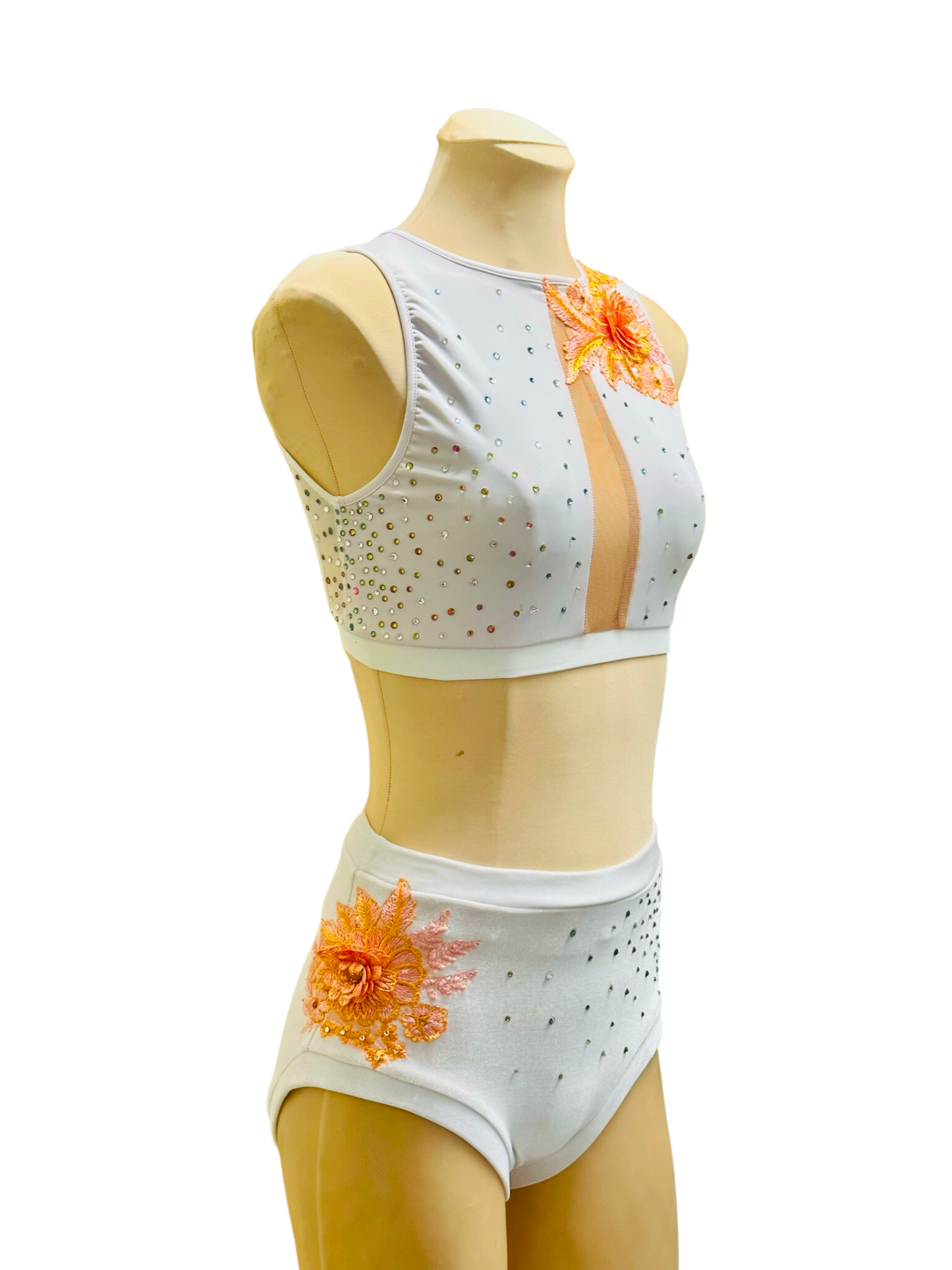 Spring Creamsicle Crop & Brief Set - White