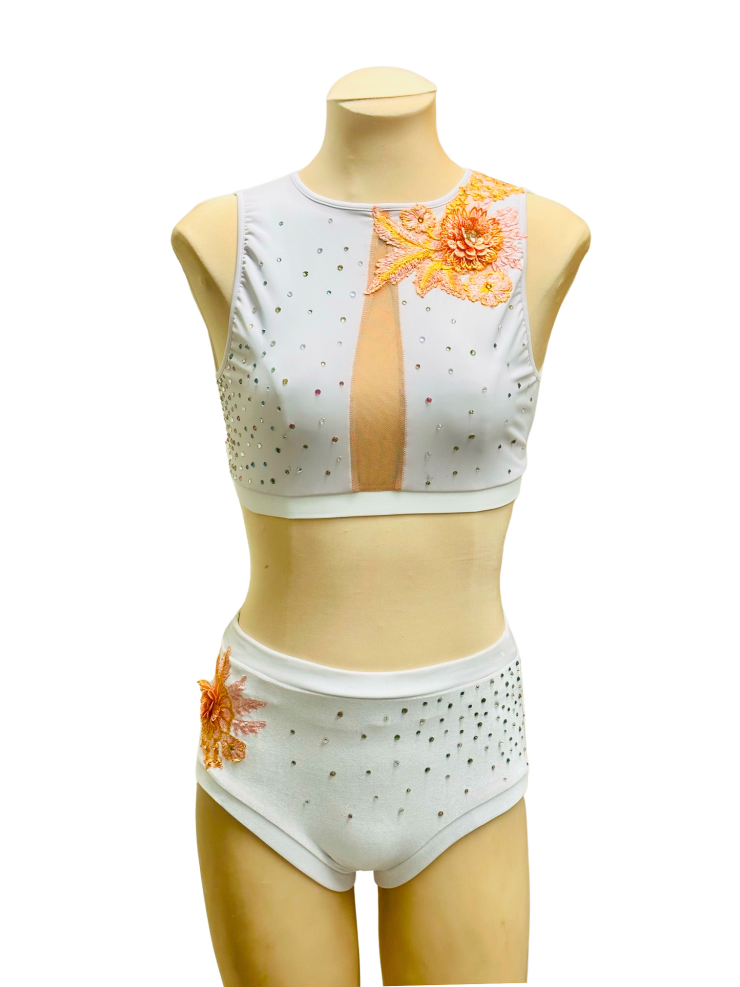 Spring Creamsicle Crop & Brief Set - White