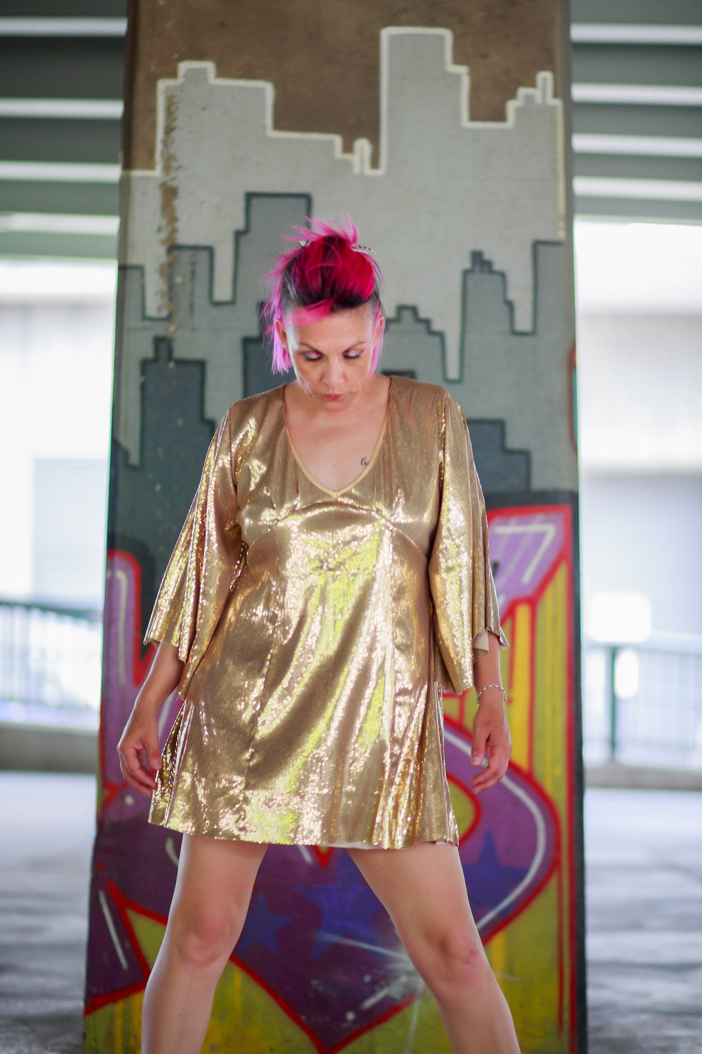 Bingo Bango Dress-Gold Sequin