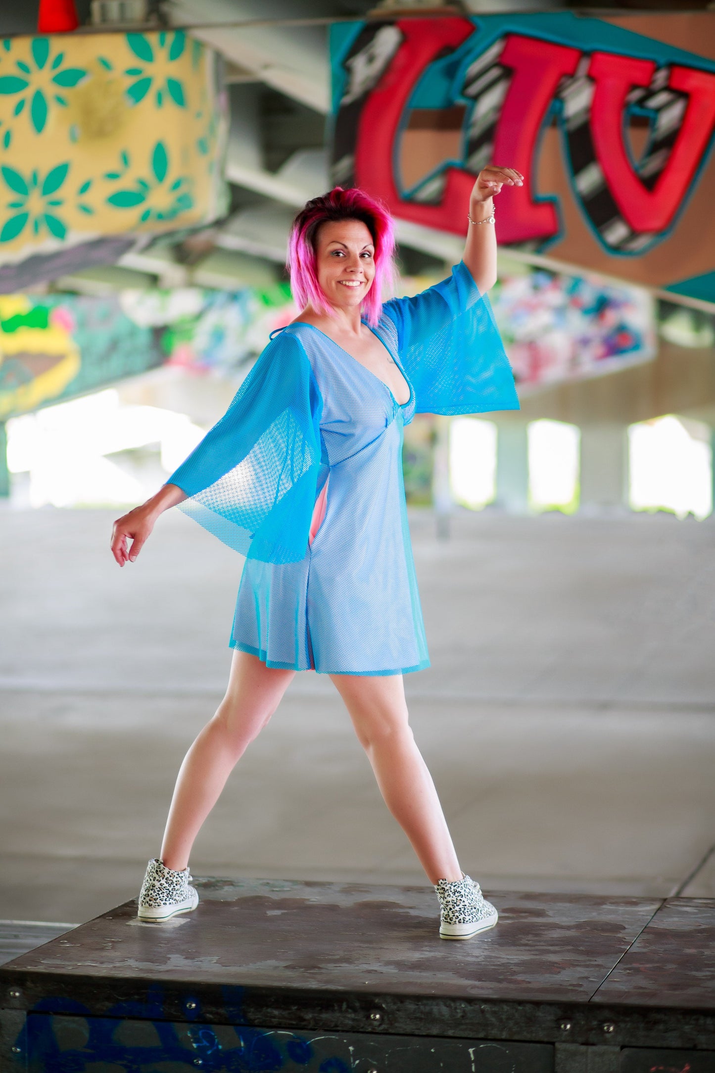 Bingo Bango Dress-Blue Mesh