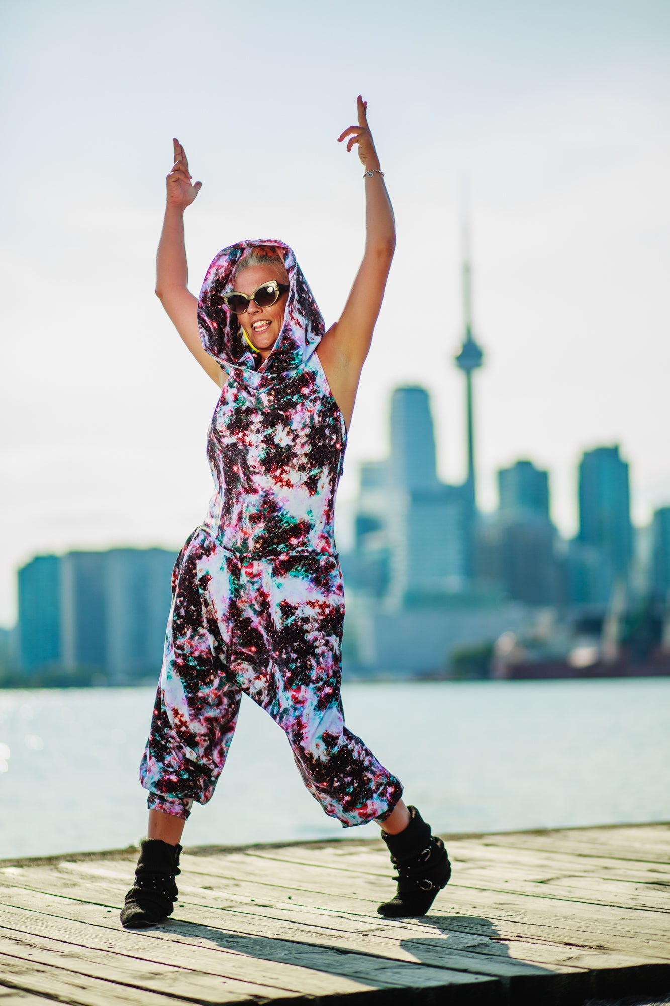 Galaxy Print Romper Drop Crotch