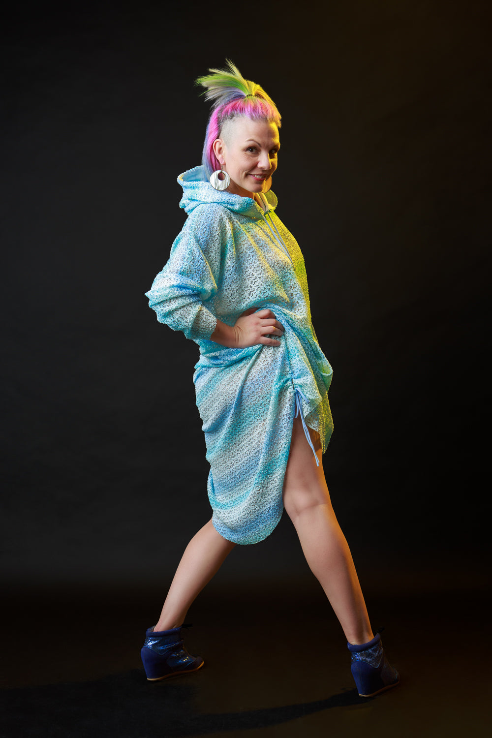 Cuddle Puddle Sweater Dress-Blue Cotton Candy