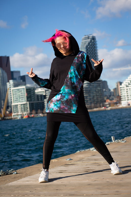 Bingo Bango Galaxy Hoodie Dress-Green