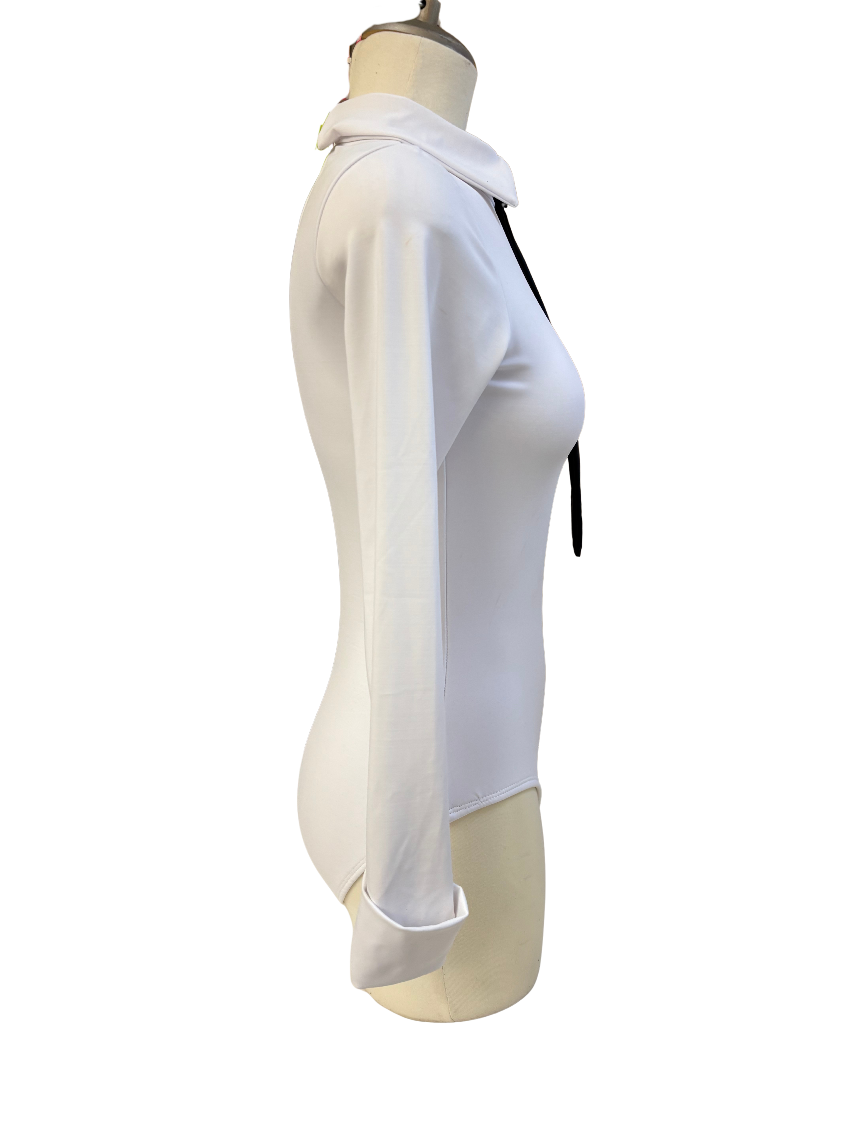 White Long Sleeve Bodysuit Dance Costume