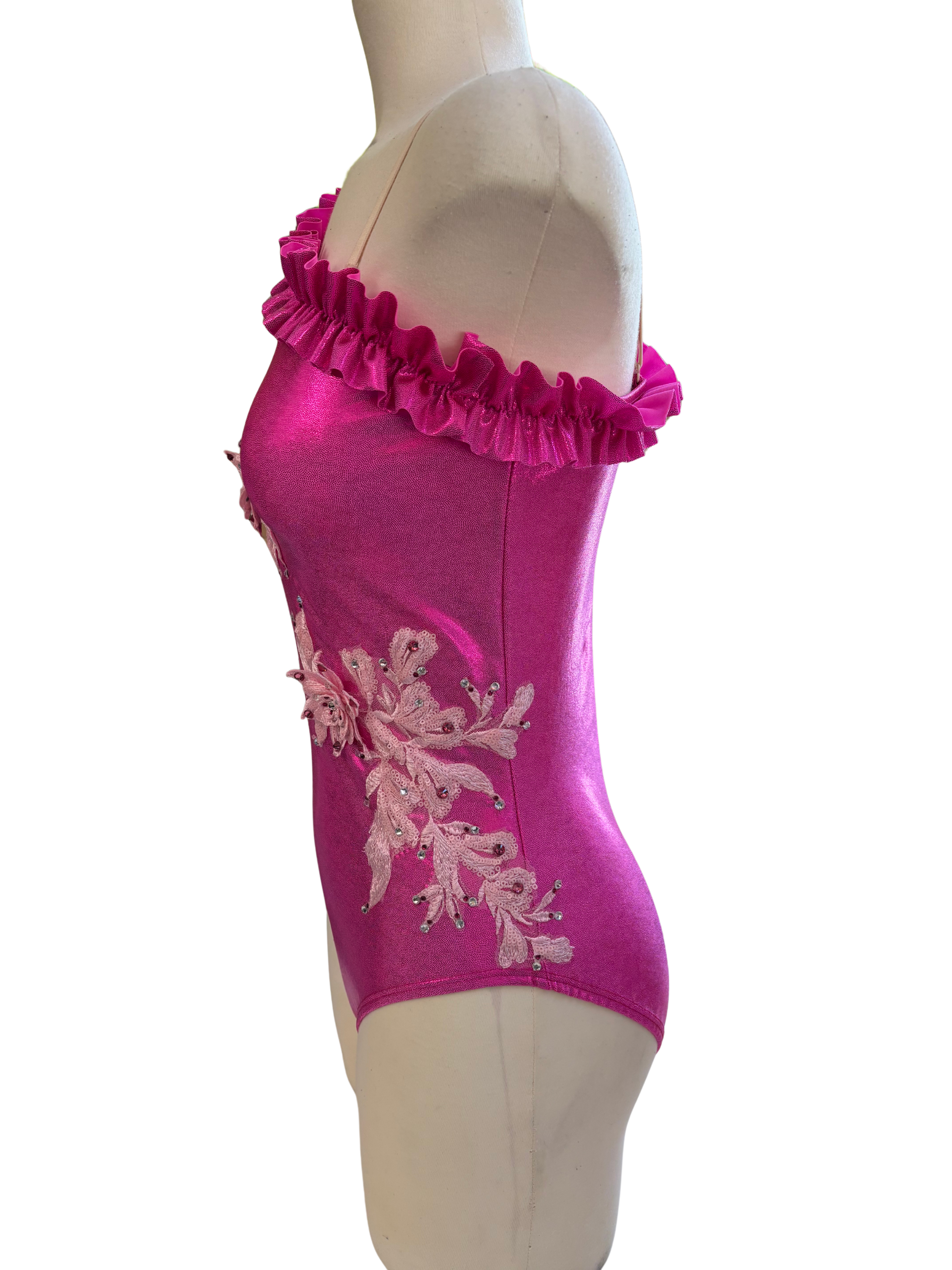 Pink Metallic One Shoulder Bodysuit