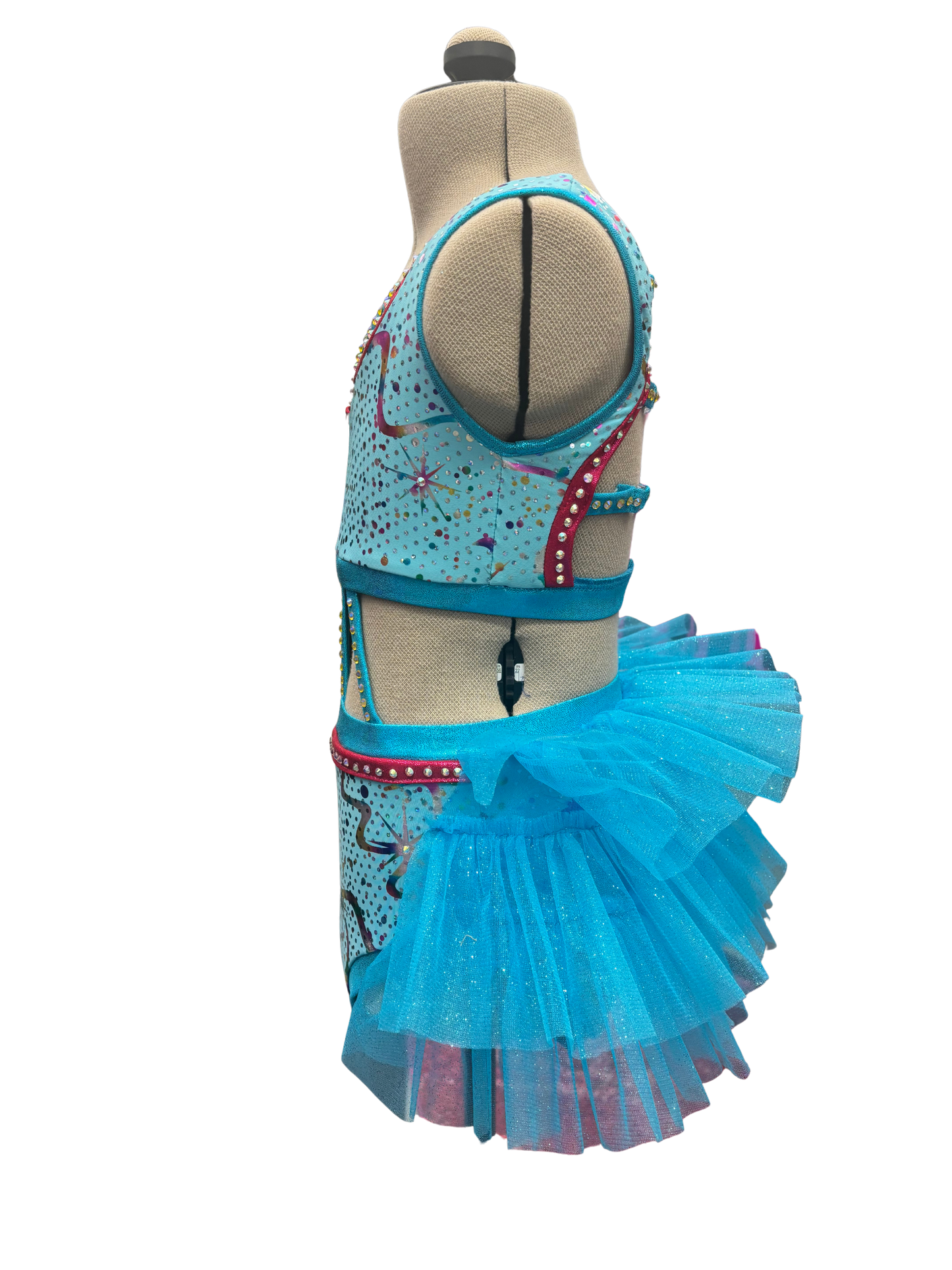 Glitter Velvet Dance Costume w/ Feather Skirt