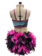 Glitter Velvet Dance Costume w/Feather Skirt