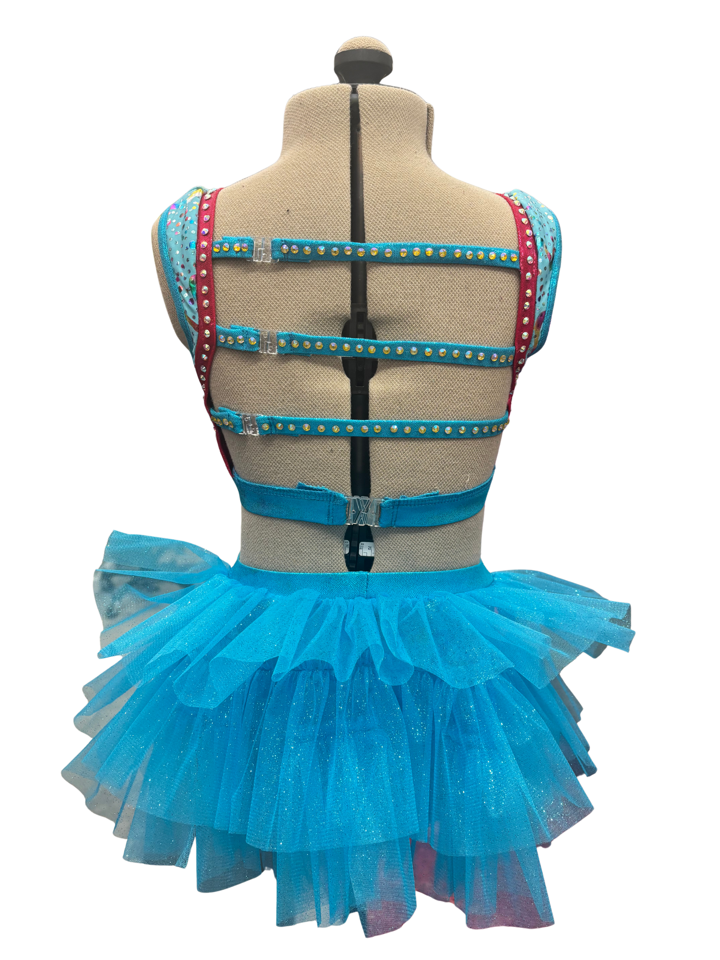 Glitter Velvet Dance Costume w/ Feather Skirt
