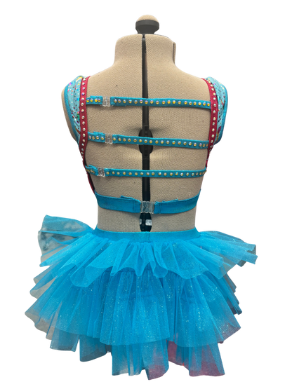 Glitter Velvet Dance Costume w/ Feather Skirt