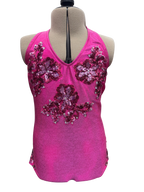Pink Metallic Halter Bodysuit Dance Costume