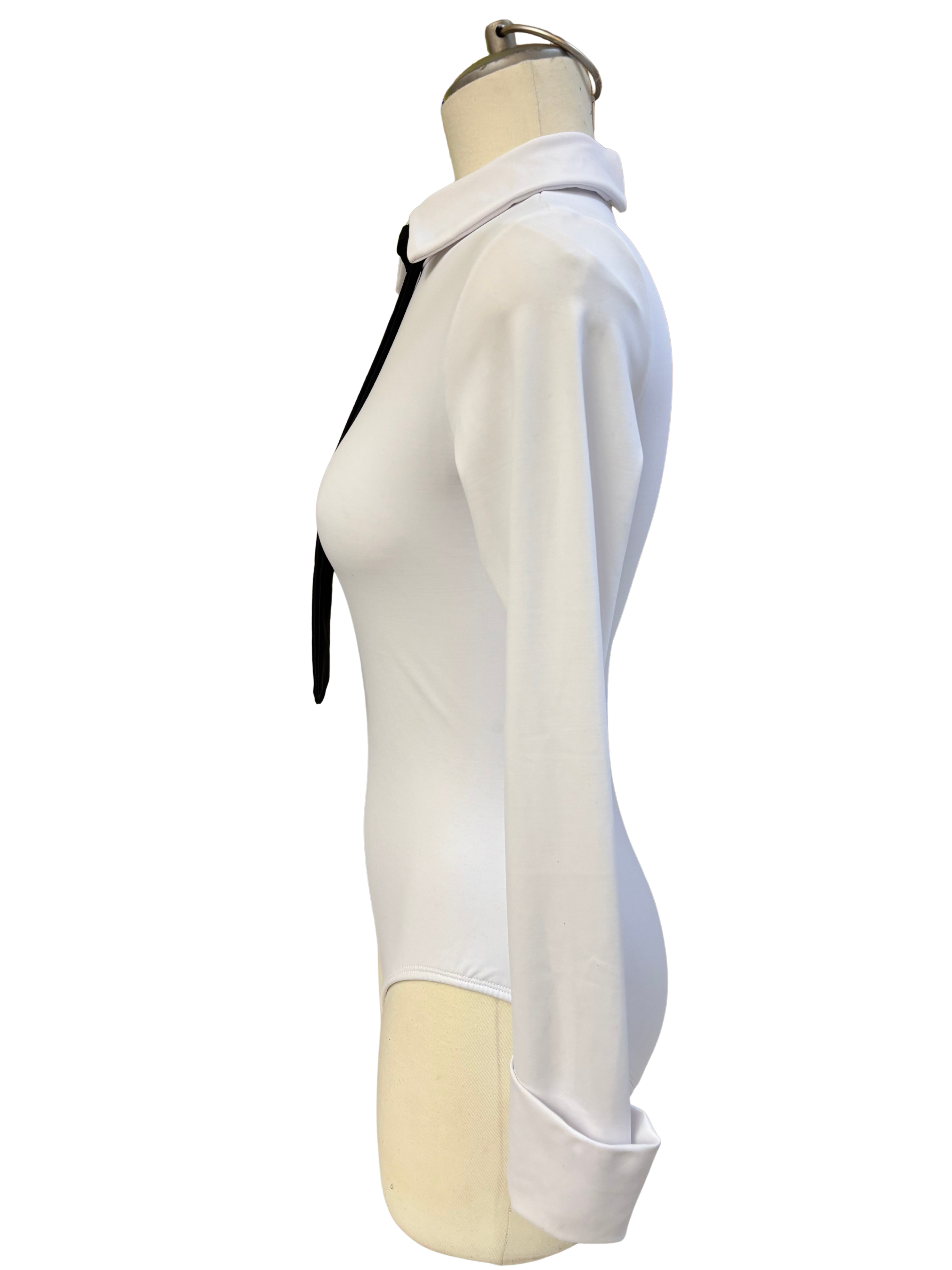 White Long Sleeve Bodysuit Dance Costume