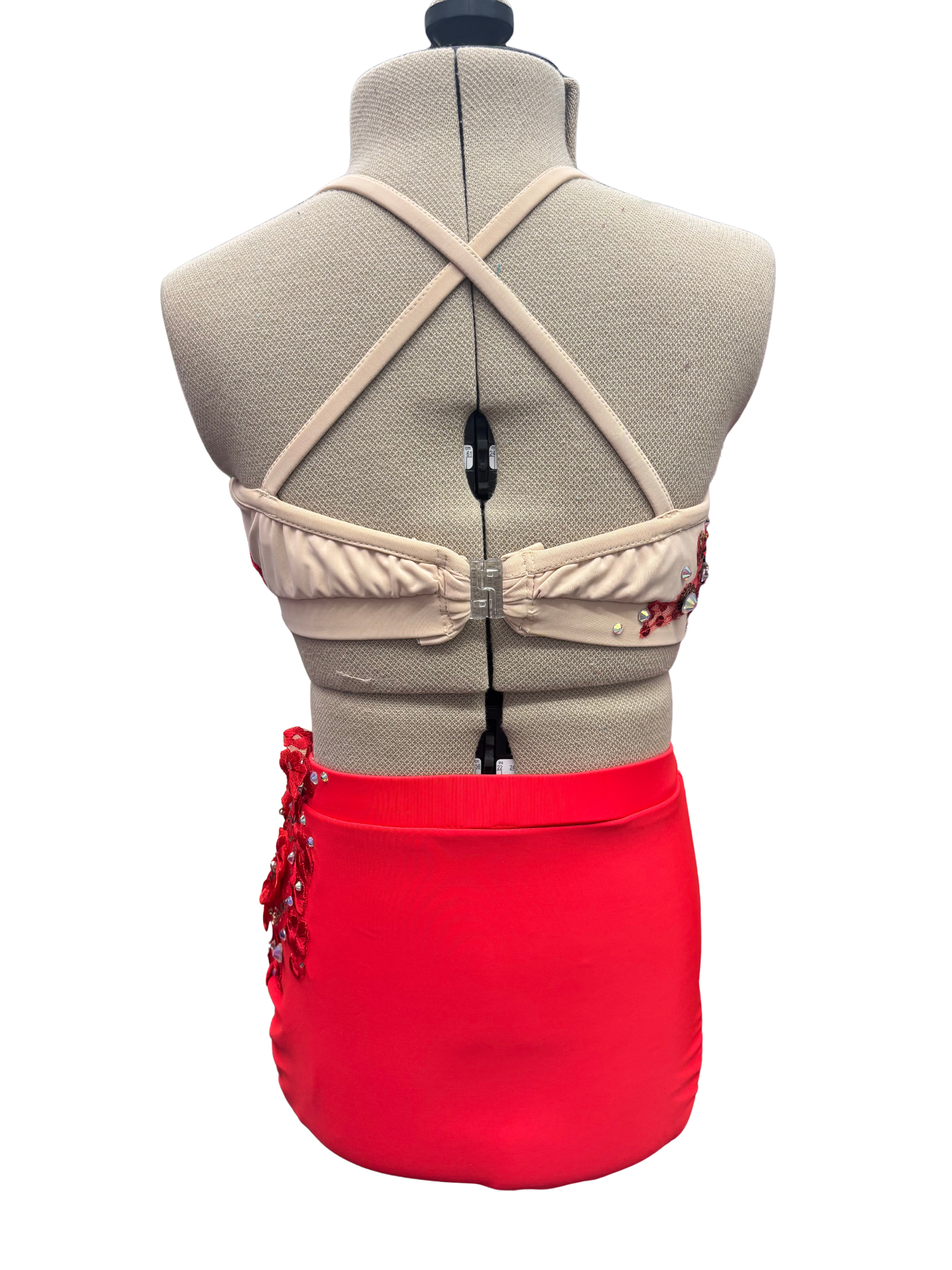 Red Dance Costume w/Flower Details