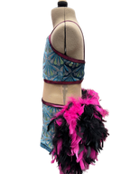 Glitter Velvet Dance Costume w/Feather Skirt