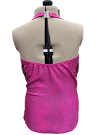 Pink Metallic Halter Bodysuit Dance Costume