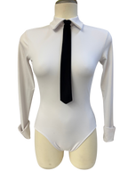 White Long Sleeve Bodysuit Dance Costume