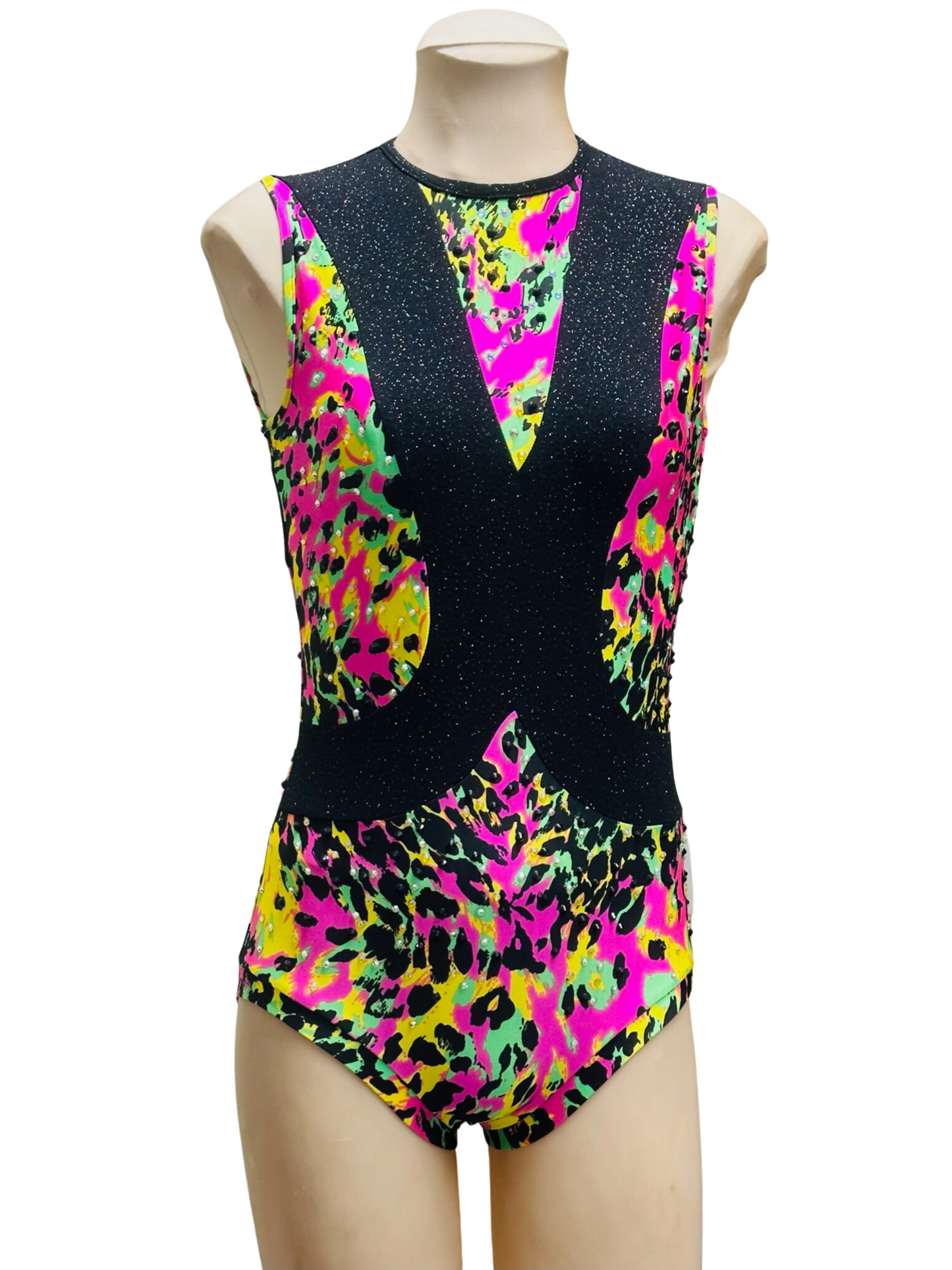 Animal Paint Splatter Print Bodysuit - Neon