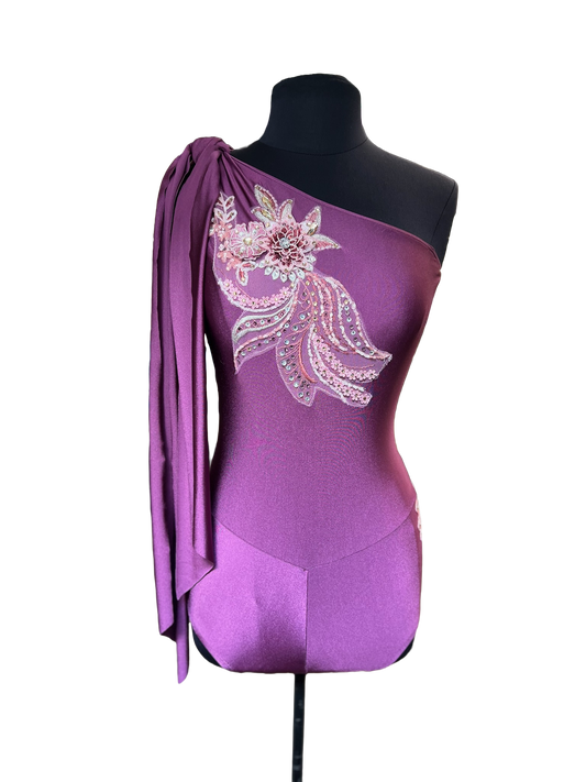 One Shoulder Bodysuit. - Purple