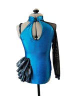 One-Sleeve Bodysuit Dance Costume with Side Skirt