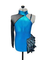 One-Sleeve Bodysuit Dance Costume with Side Skirt