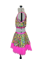 Let's Get Groovy - 2-Piece Groovy Print  V-Neck Crop Top & Tutu Skirt