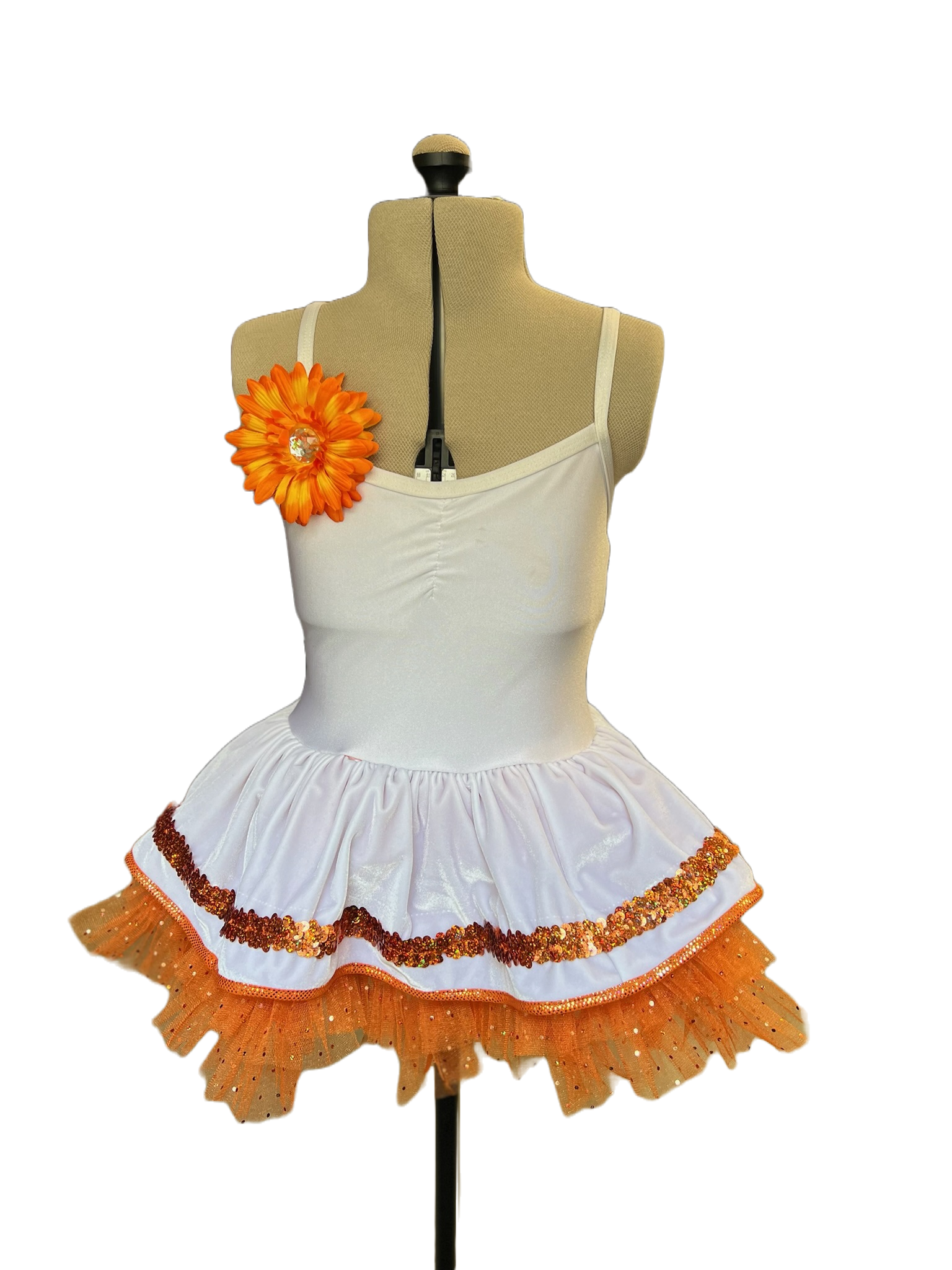 Spring Creamsicle  Camisole Tutu Dress - White