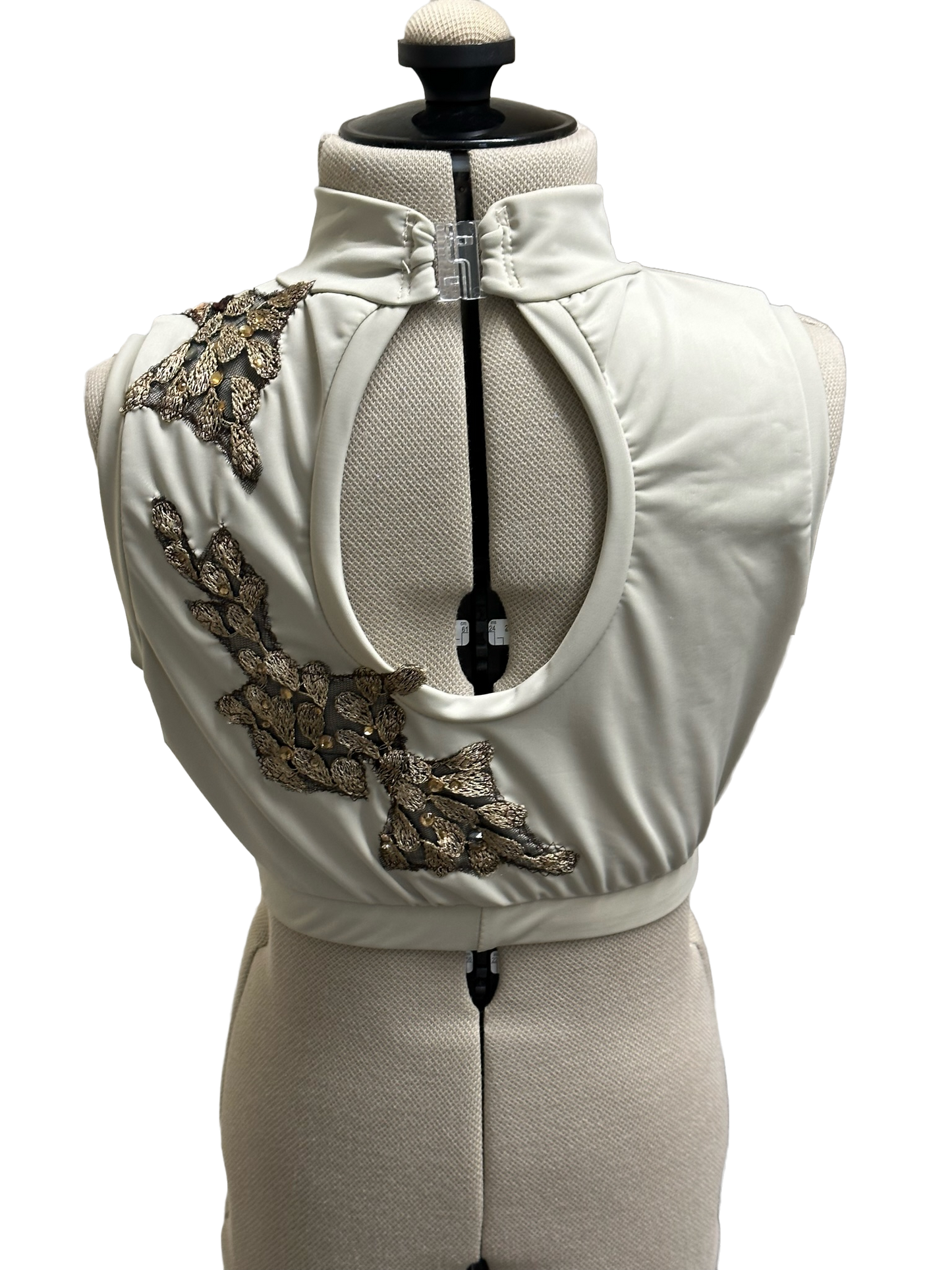 Crew Neck Crop Top - Floral Applique