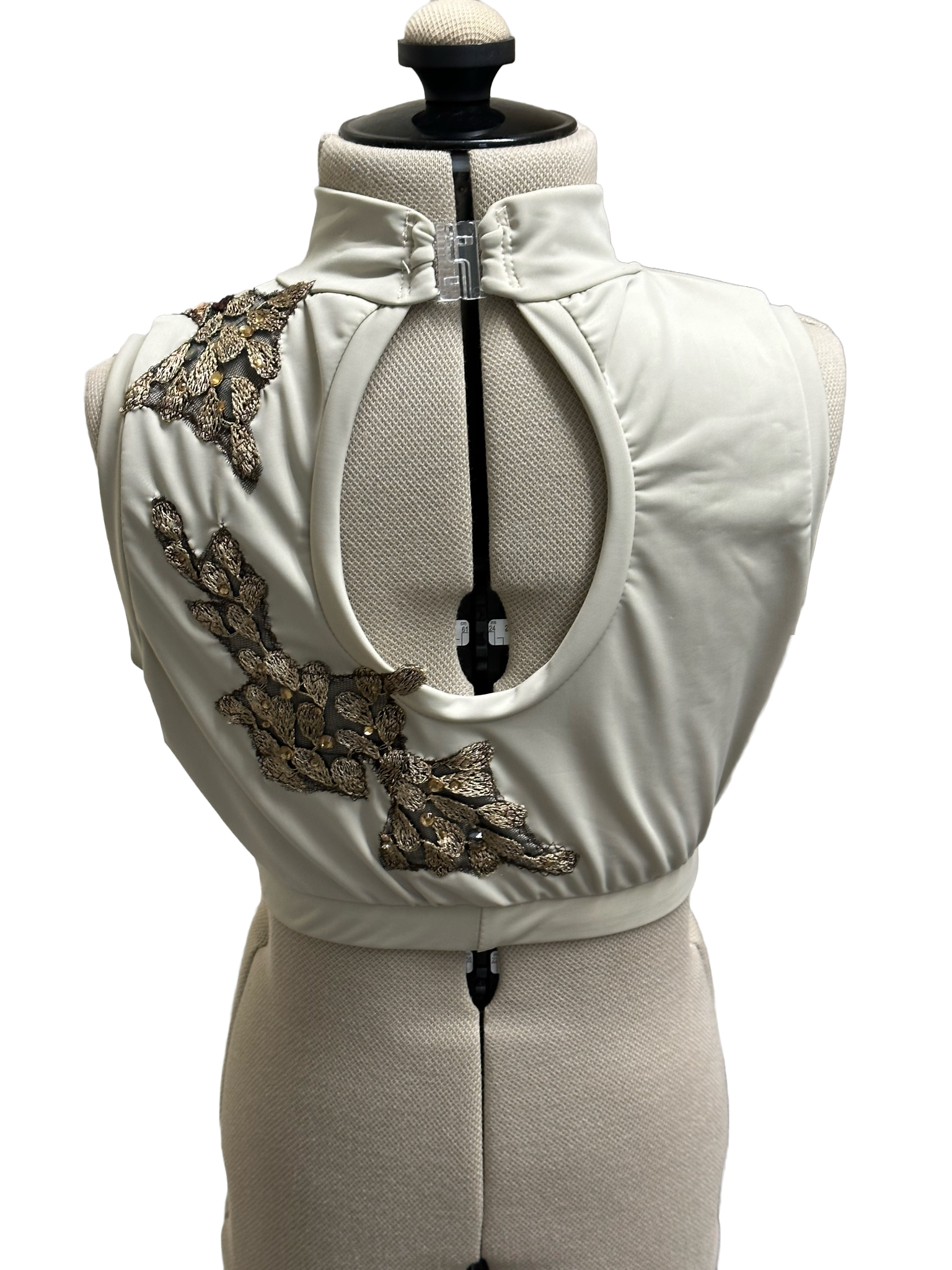 Crew Neck Crop Top - Floral Applique