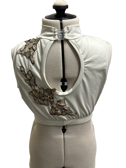 Crew Neck Crop Top - Floral Applique