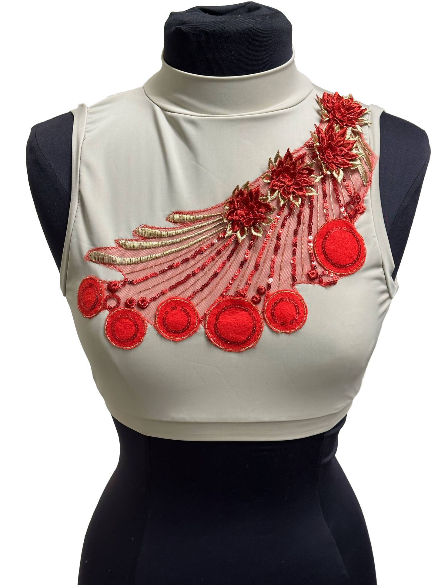 Crew Neck Crop Top - Floral Combo Applique