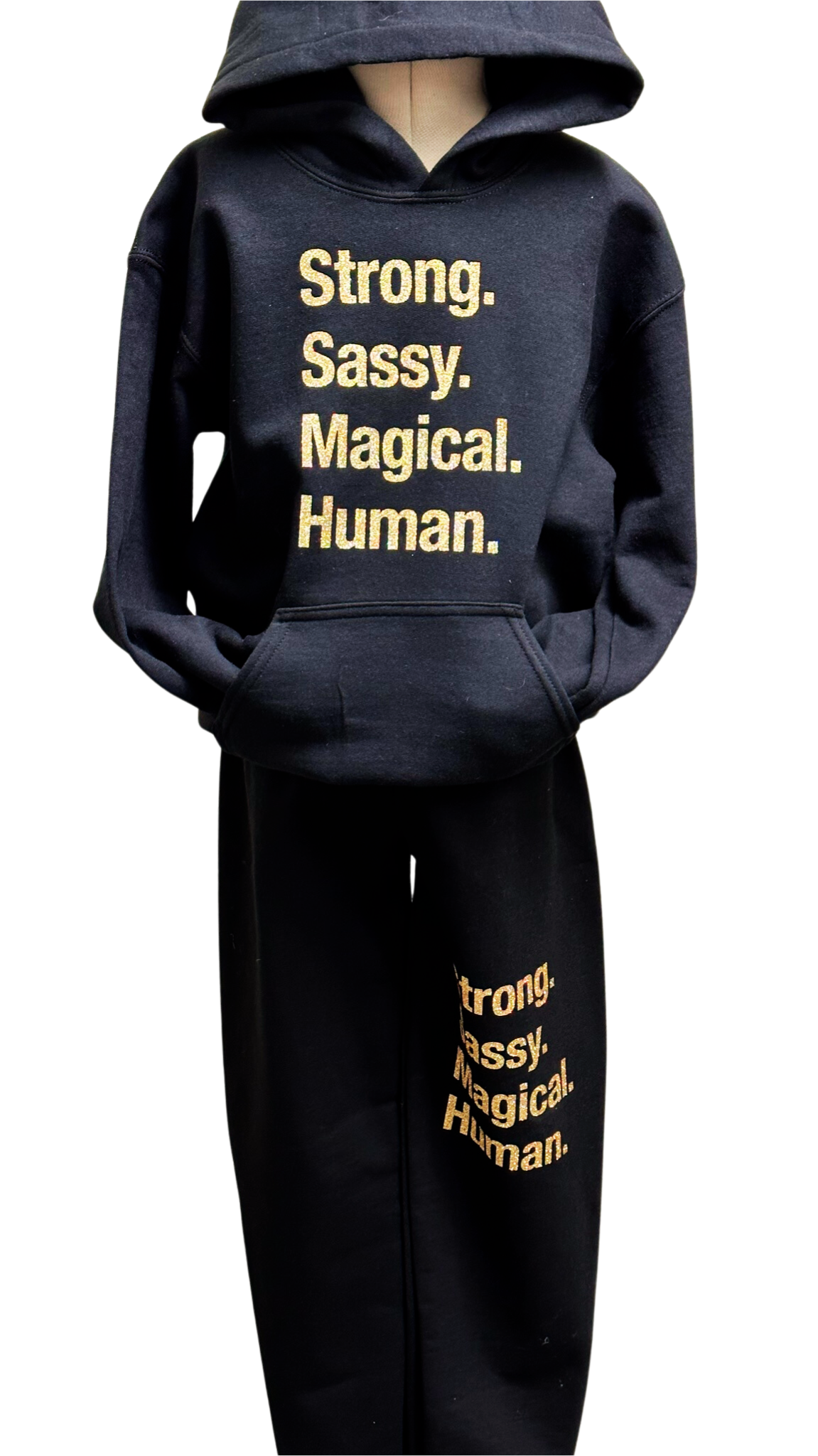 Strong Sassy Magical Human Track Pants - Kids - Gold
