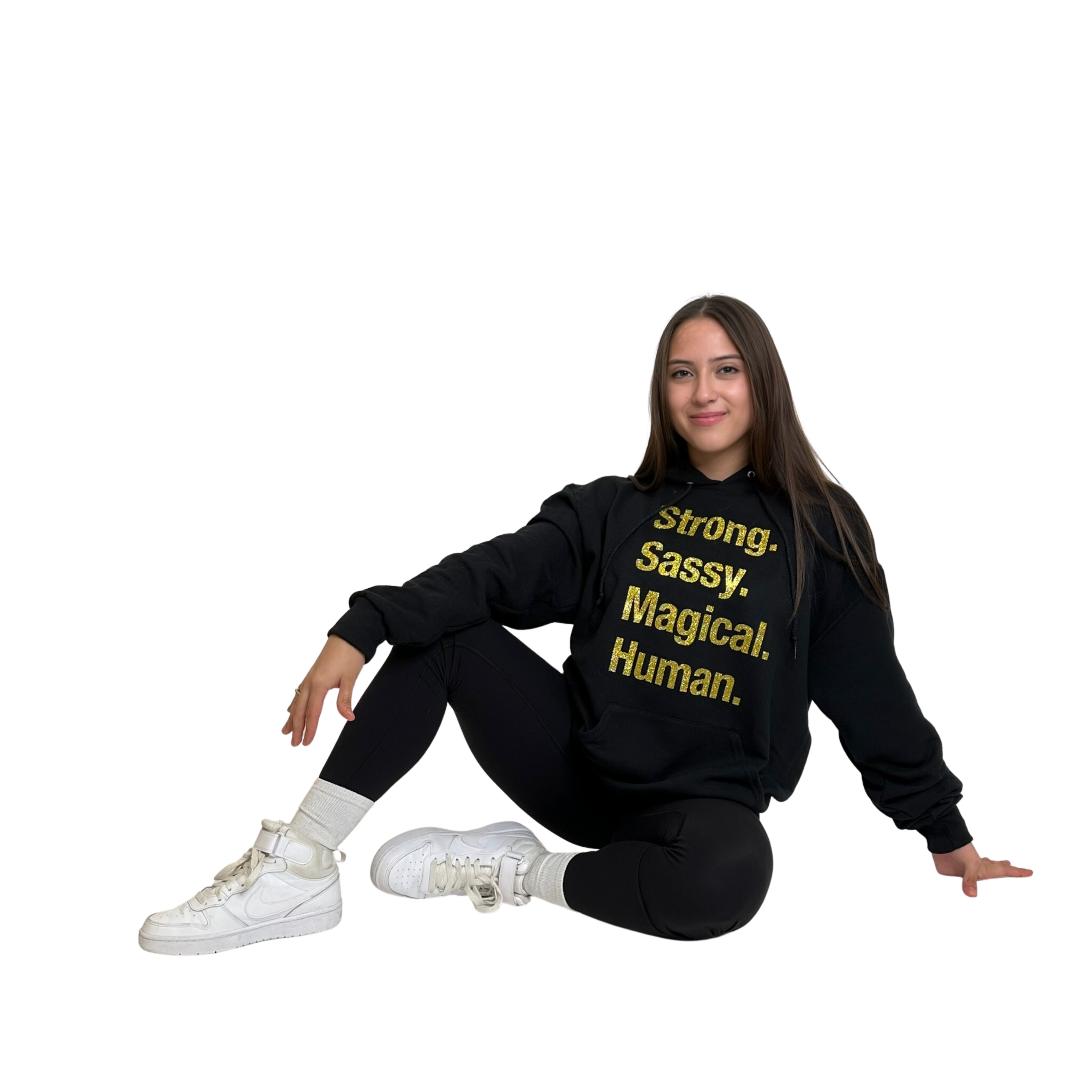 Strong Sassy Magical Human Hoodie - Kids- Gold