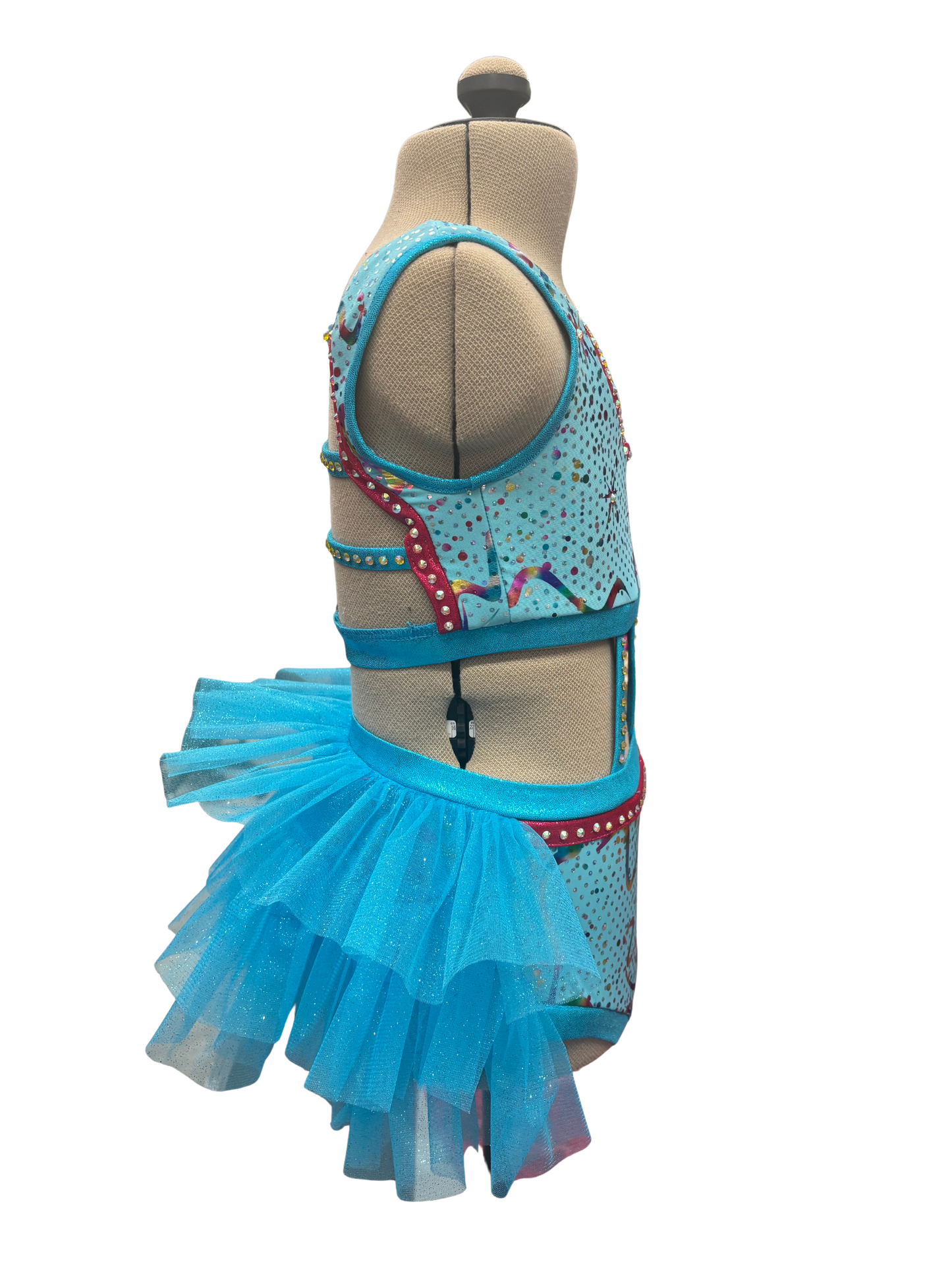 Glitter Velvet Dance Costume w/ Feather Skirt