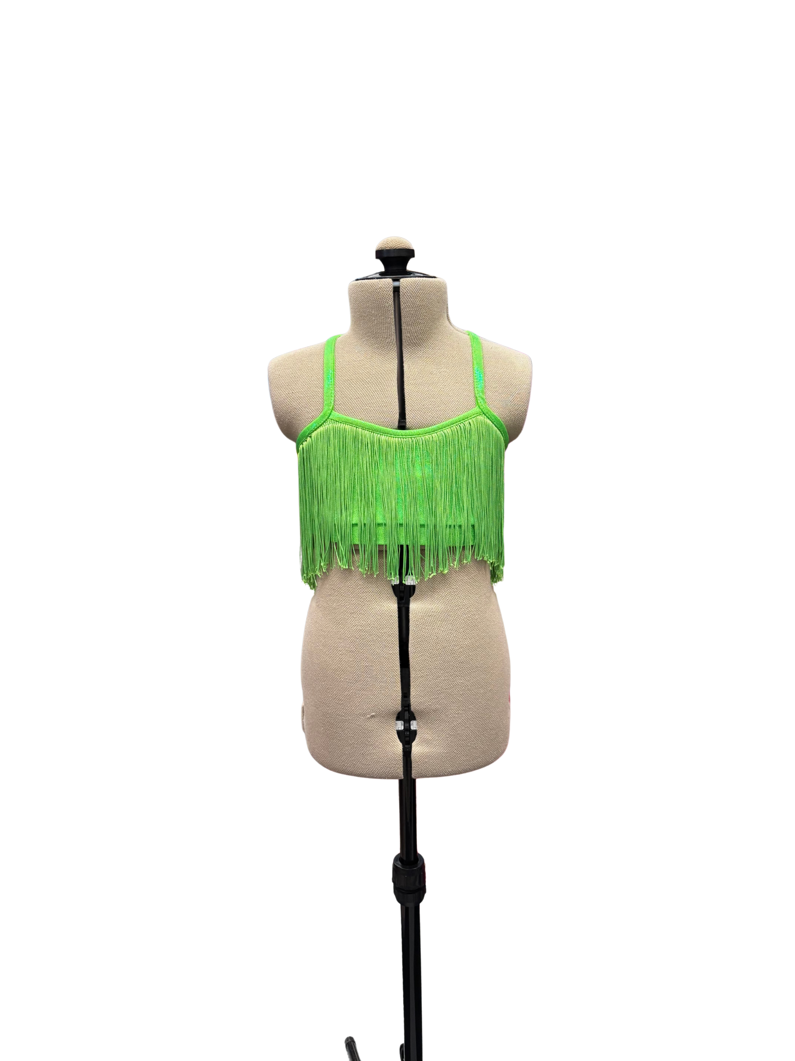 Green Fringe Crop Top