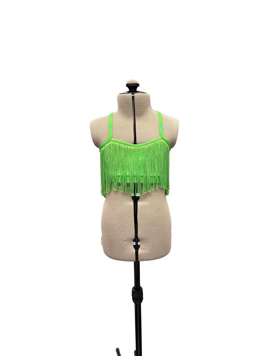 Green Fringe Crop Top