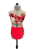 Red Dance Costume w/Flower Details