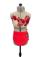 Red Dance Costume w/Flower Details