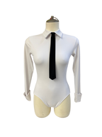 White Long Sleeve Bodysuit Dance Costume