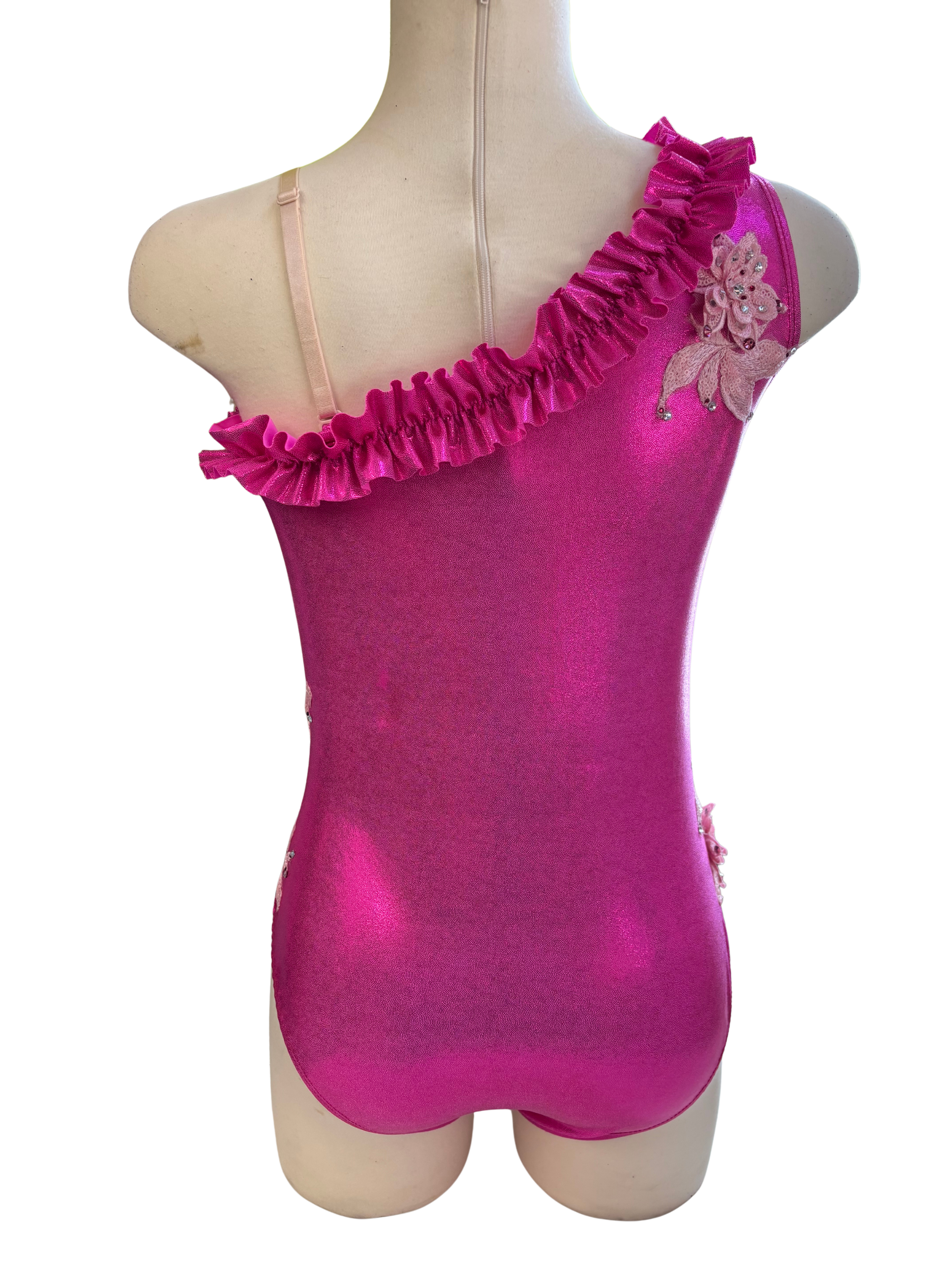 Pink Metallic One Shoulder Bodysuit