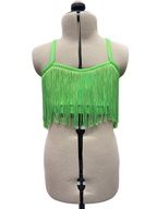 Green Fringe Crop Top