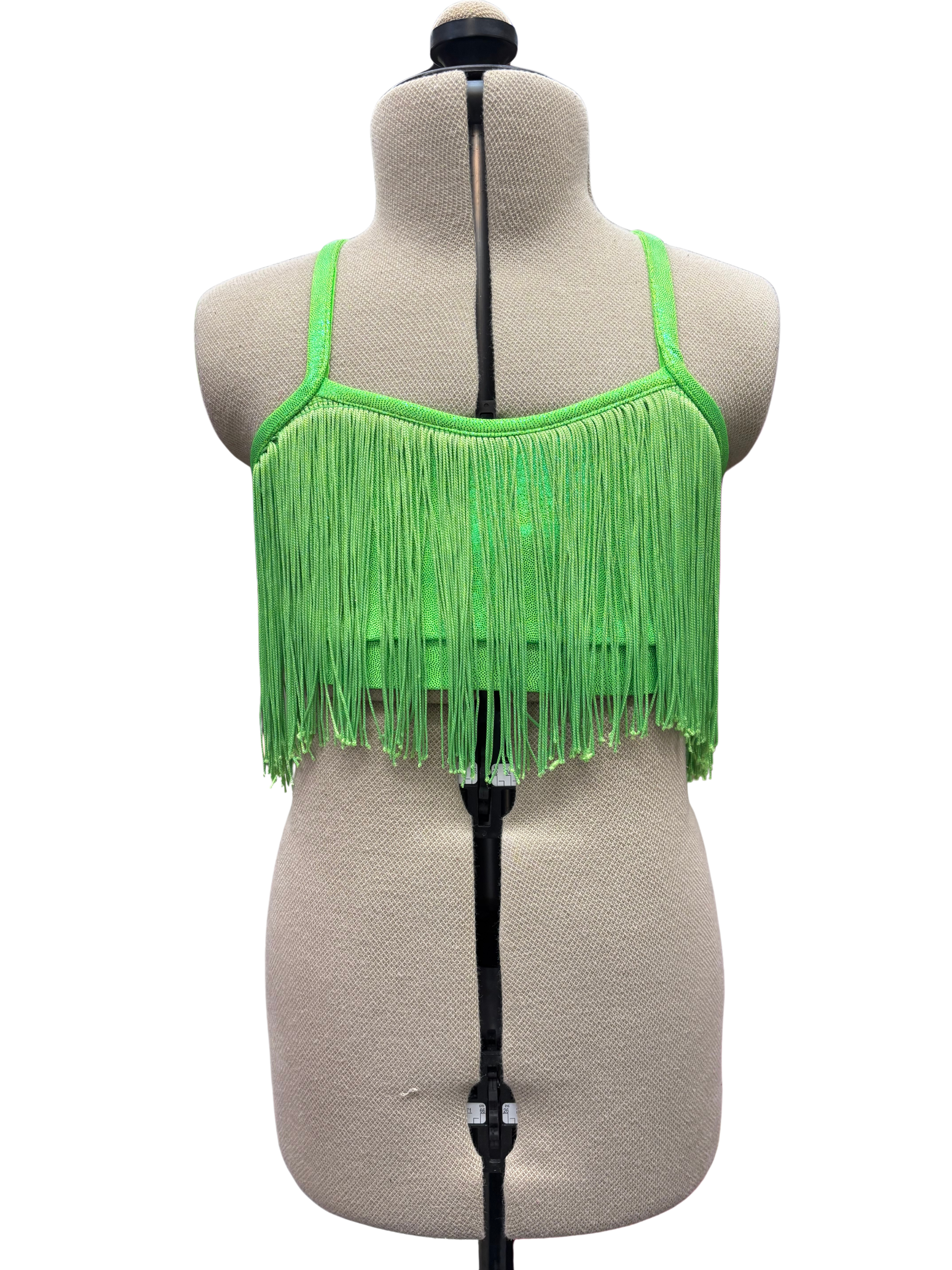 Green Fringe Crop Top