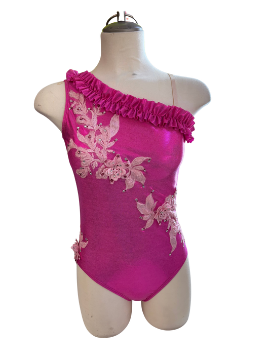 Pink Metallic One Shoulder Bodysuit