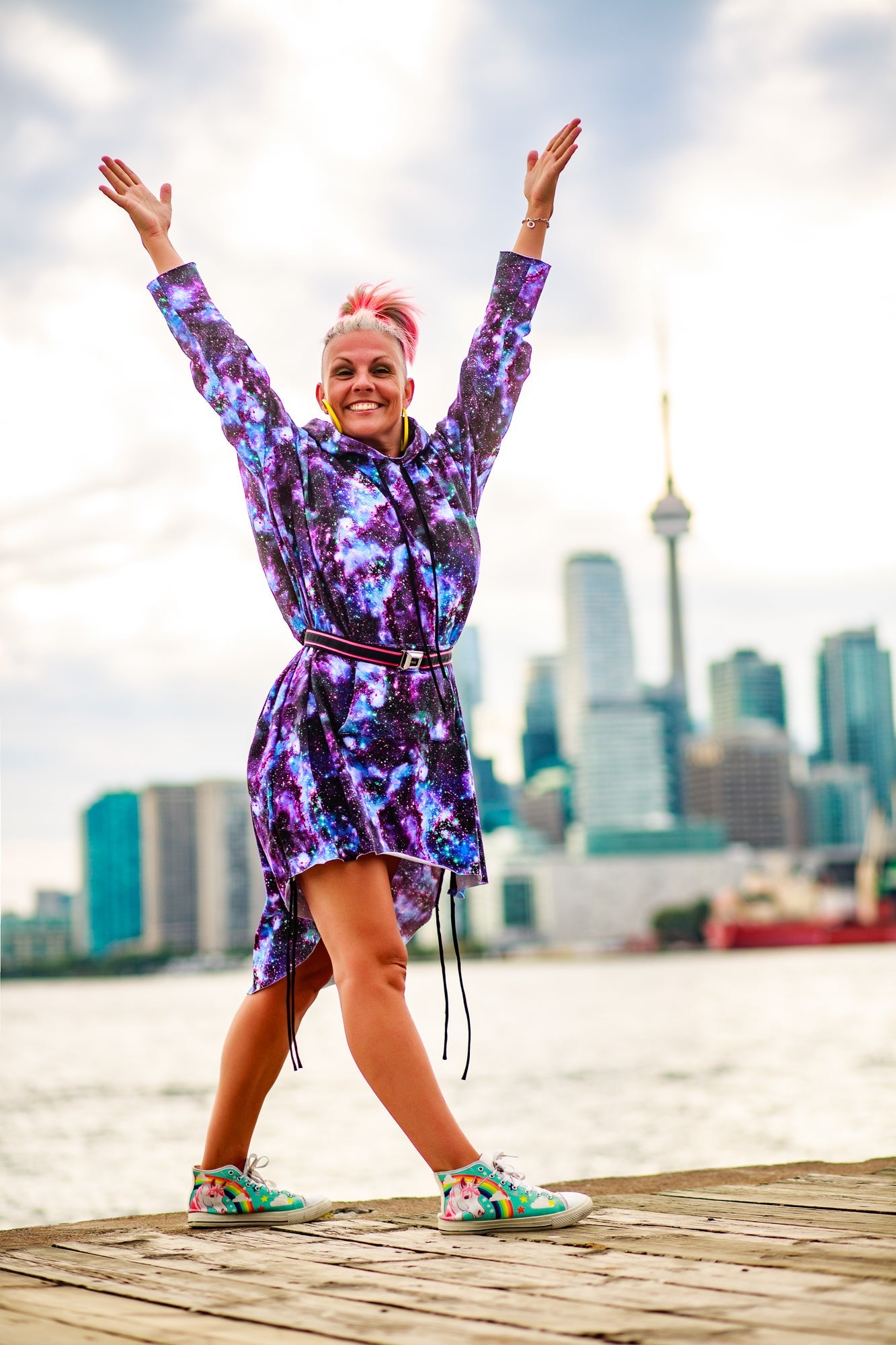 Cuddle Puddle Galaxy Sweater Dress-Purple