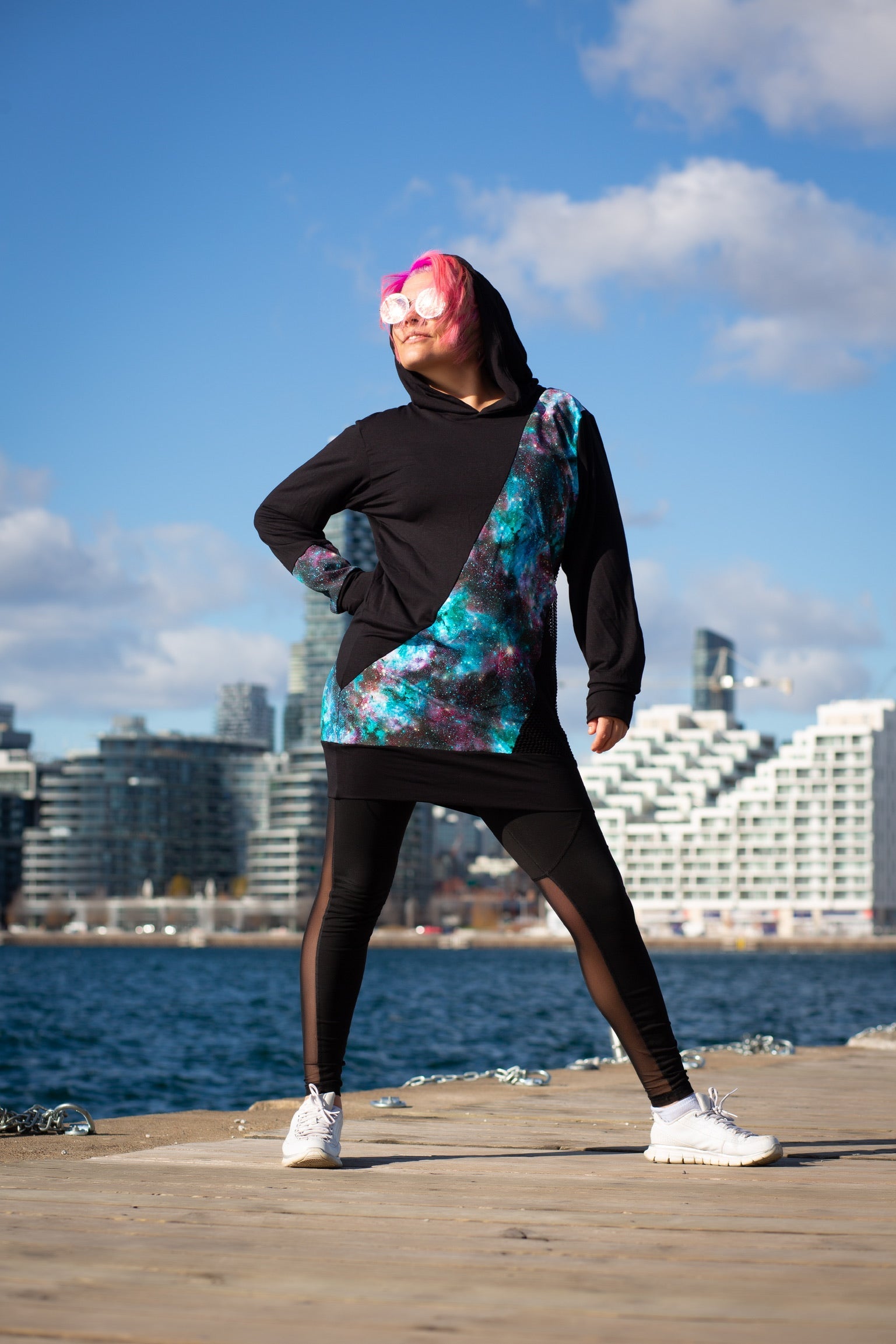 Bingo Bango Galaxy Hoodie Dress-Green