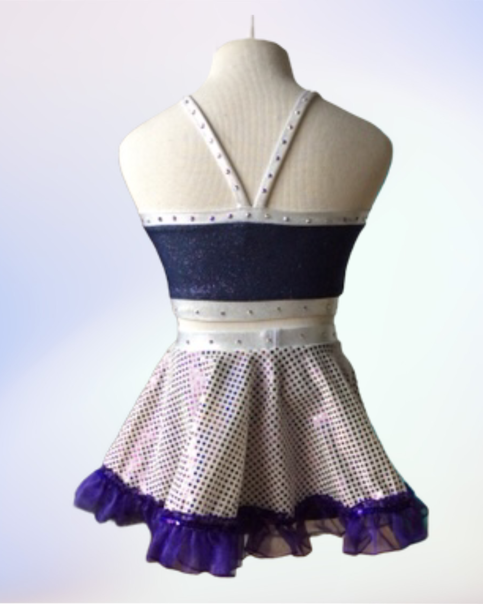 Glitter Denim Crop Top & Ruffle Skirt Set
