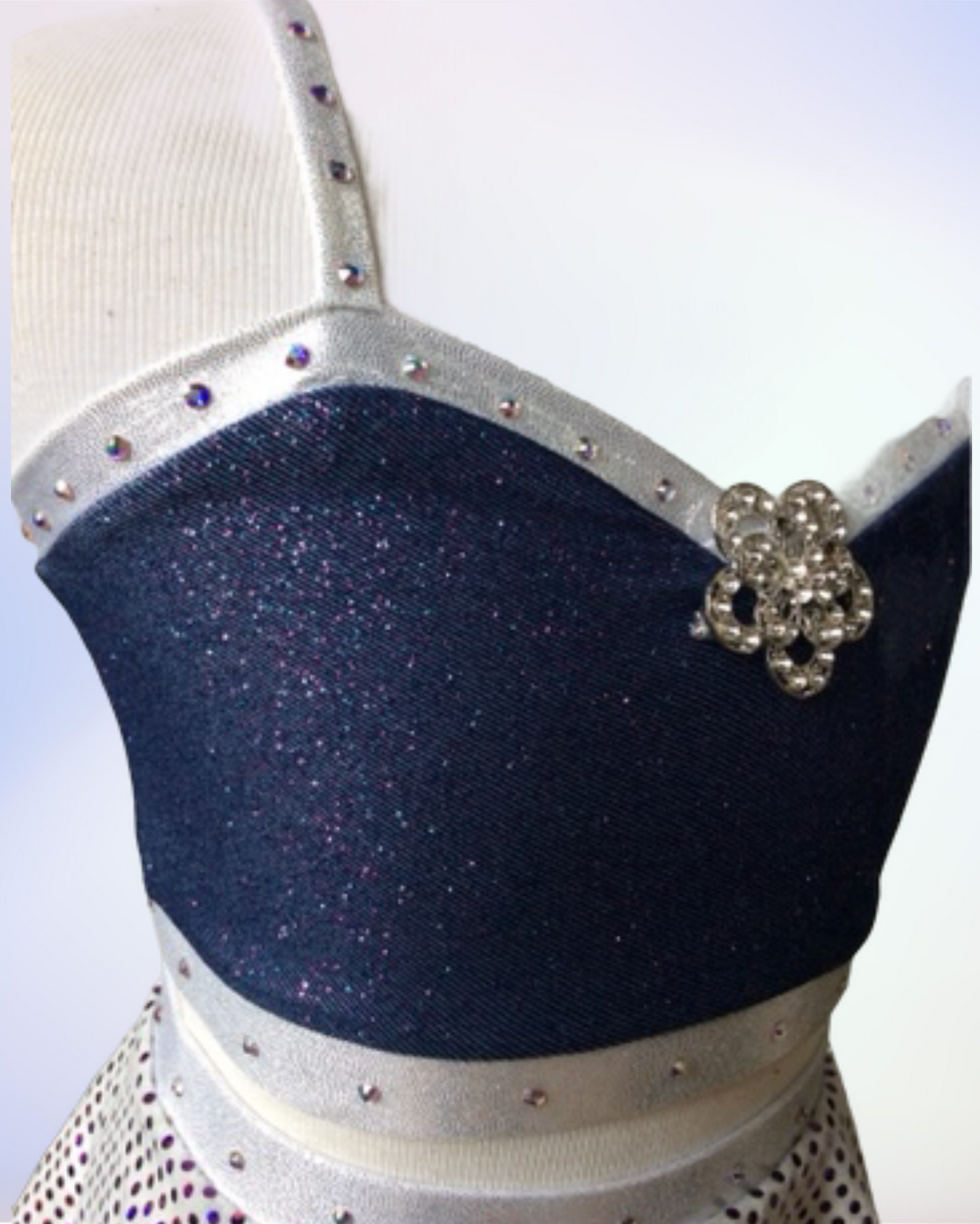 Glitter Denim Crop Top & Ruffle Skirt Set