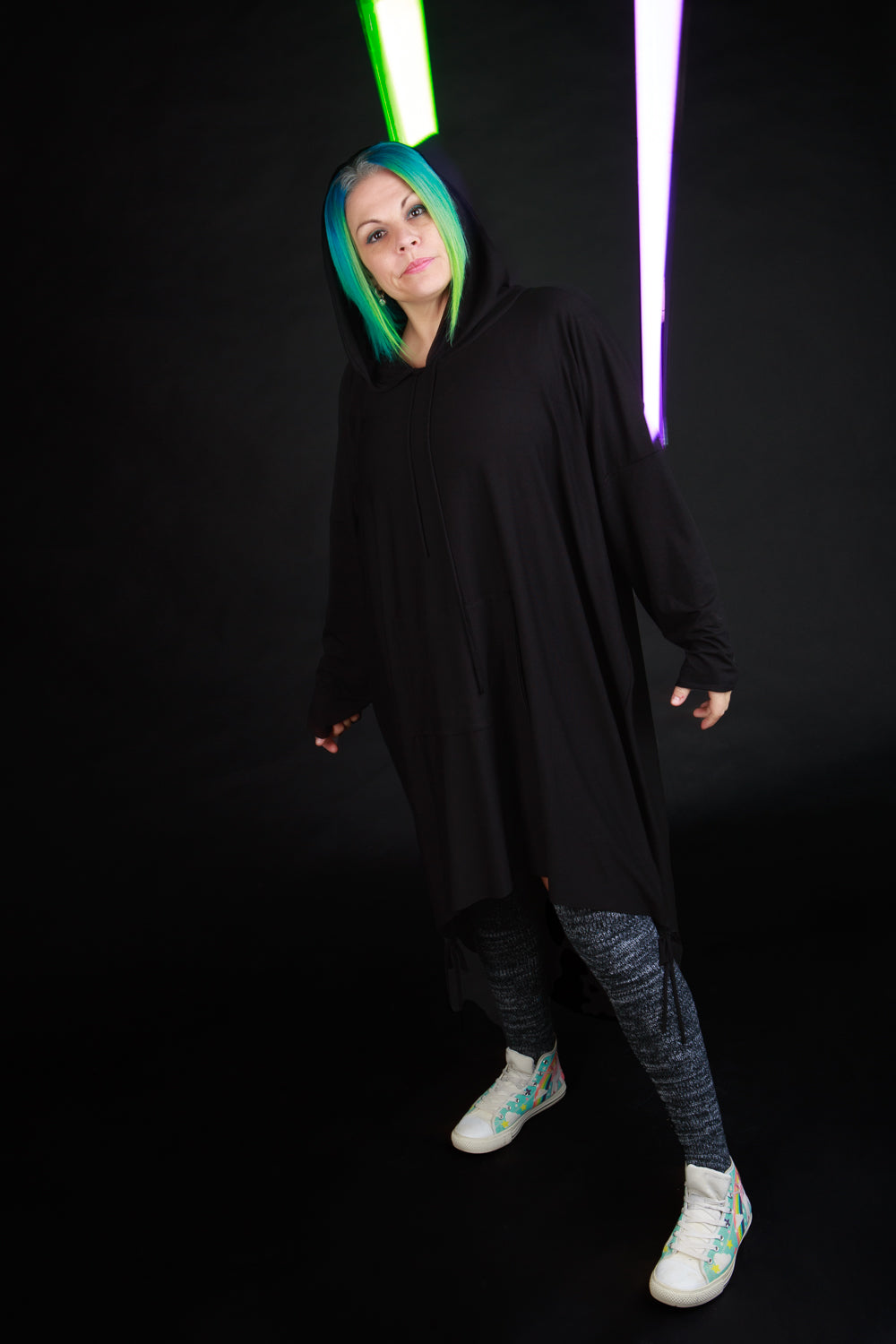 Cuddle Puddle Sweater Dress-Black